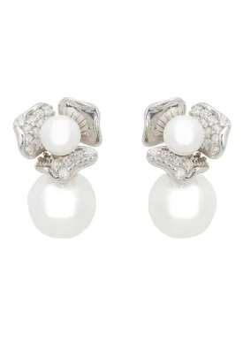 Blossom Double Pearl Earring Silver