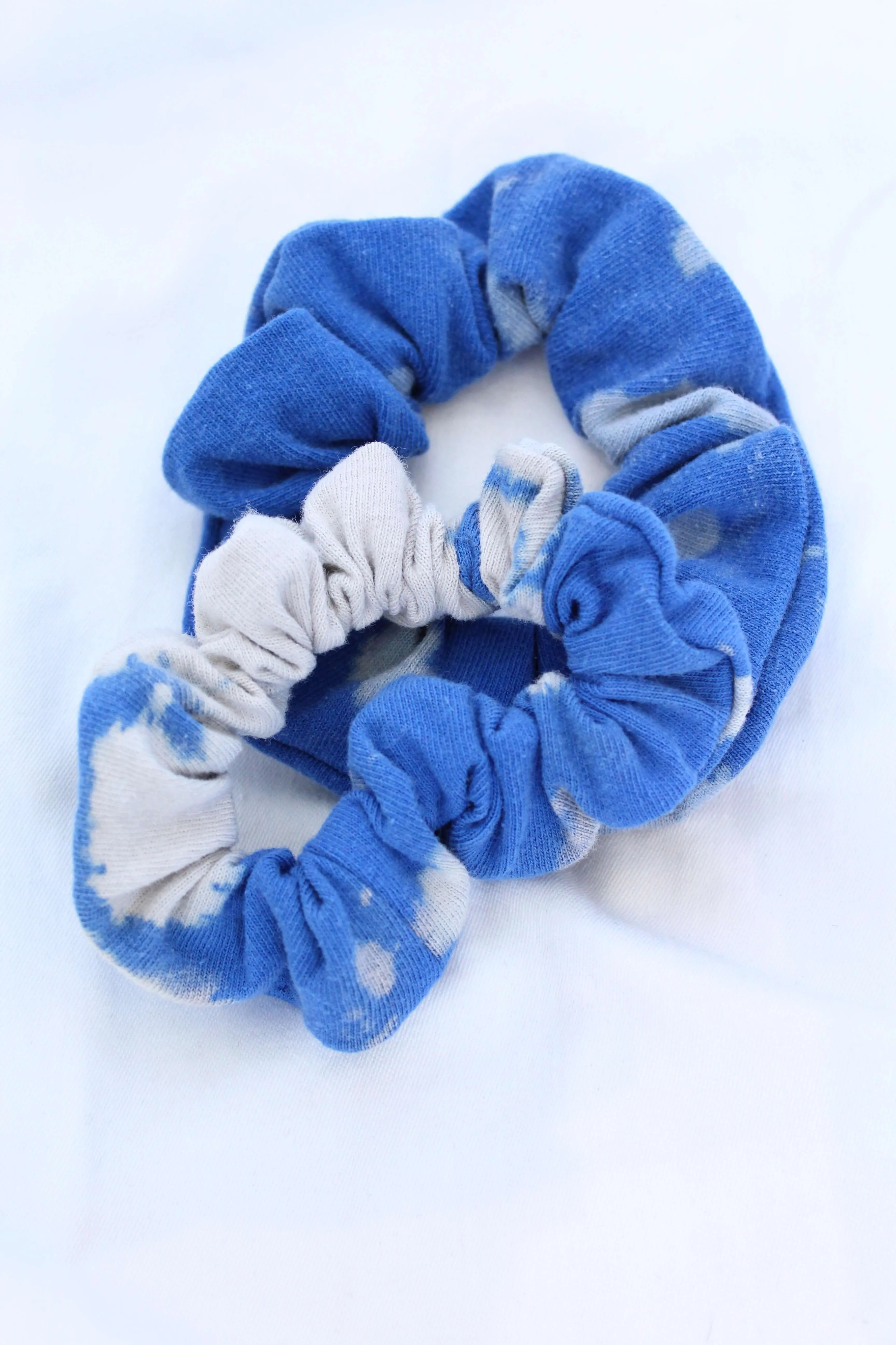 Blue Bleach Tie Dye Scrunchie