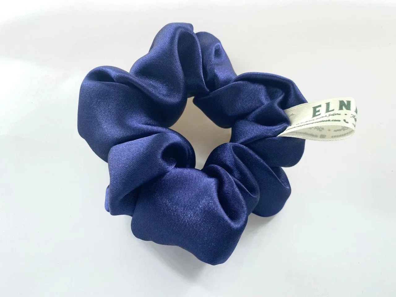 Blue Satin Scrunchies