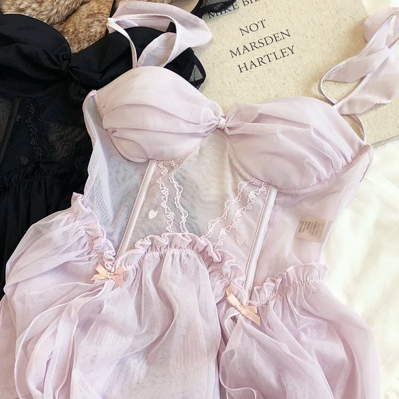 Blush/Black 2-Piece Nightie Lingerie Set