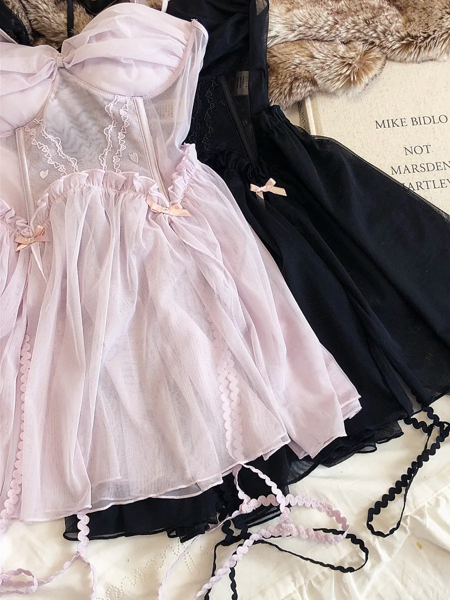 Blush/Black 2-Piece Nightie Lingerie Set