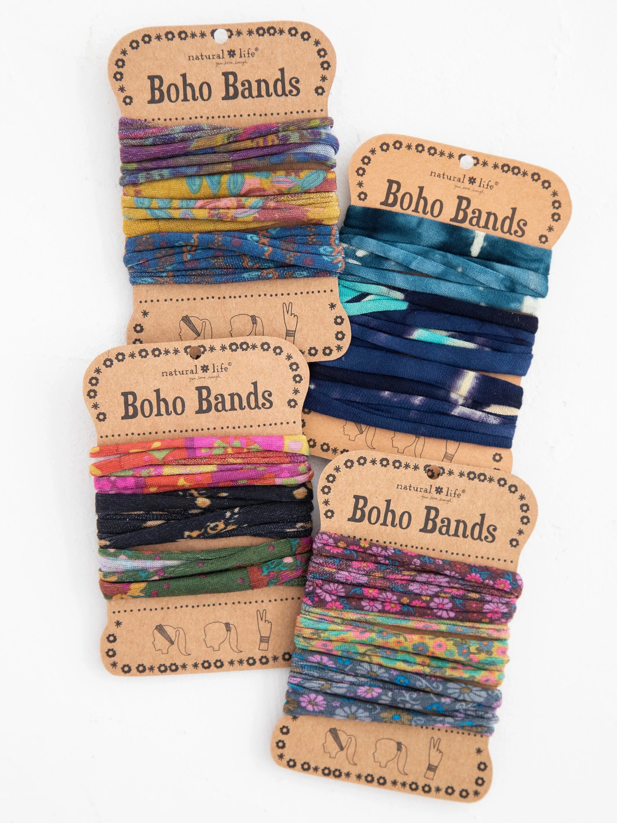 Boho Bands Hair Ties, Set of 3 - Violet Mustard Grey