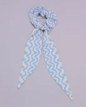 Bonnie Blue Handblock Scarf Scrunchie