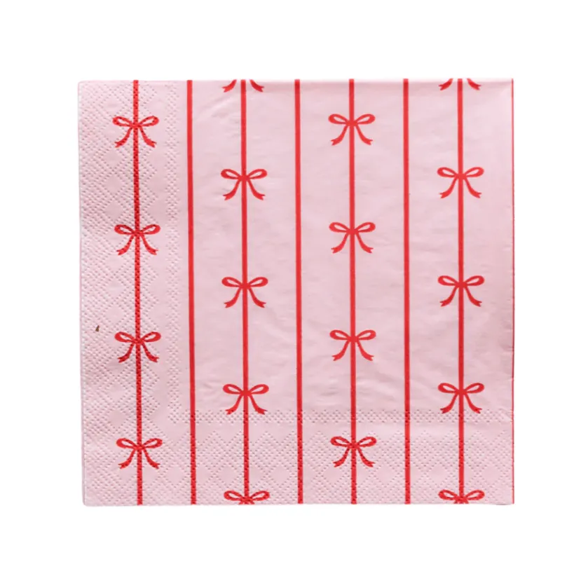 Bow Large Napkin (Pink/Red)