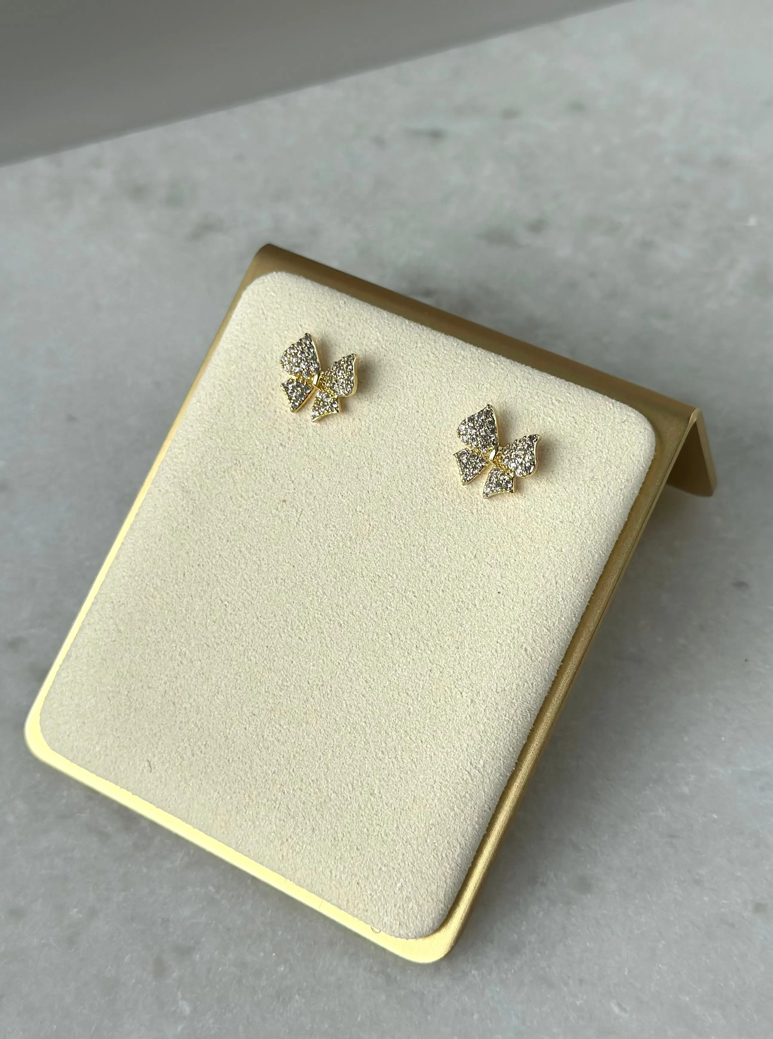 Bow Stud Earrings- Gold