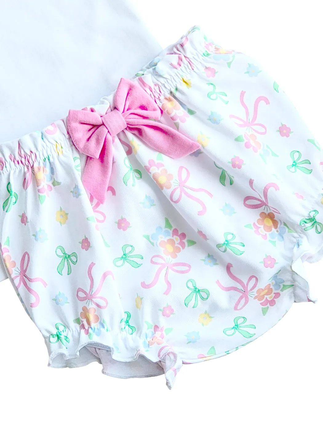 Bows and Flowers Baby Girl Diaper Set Pima Cotton