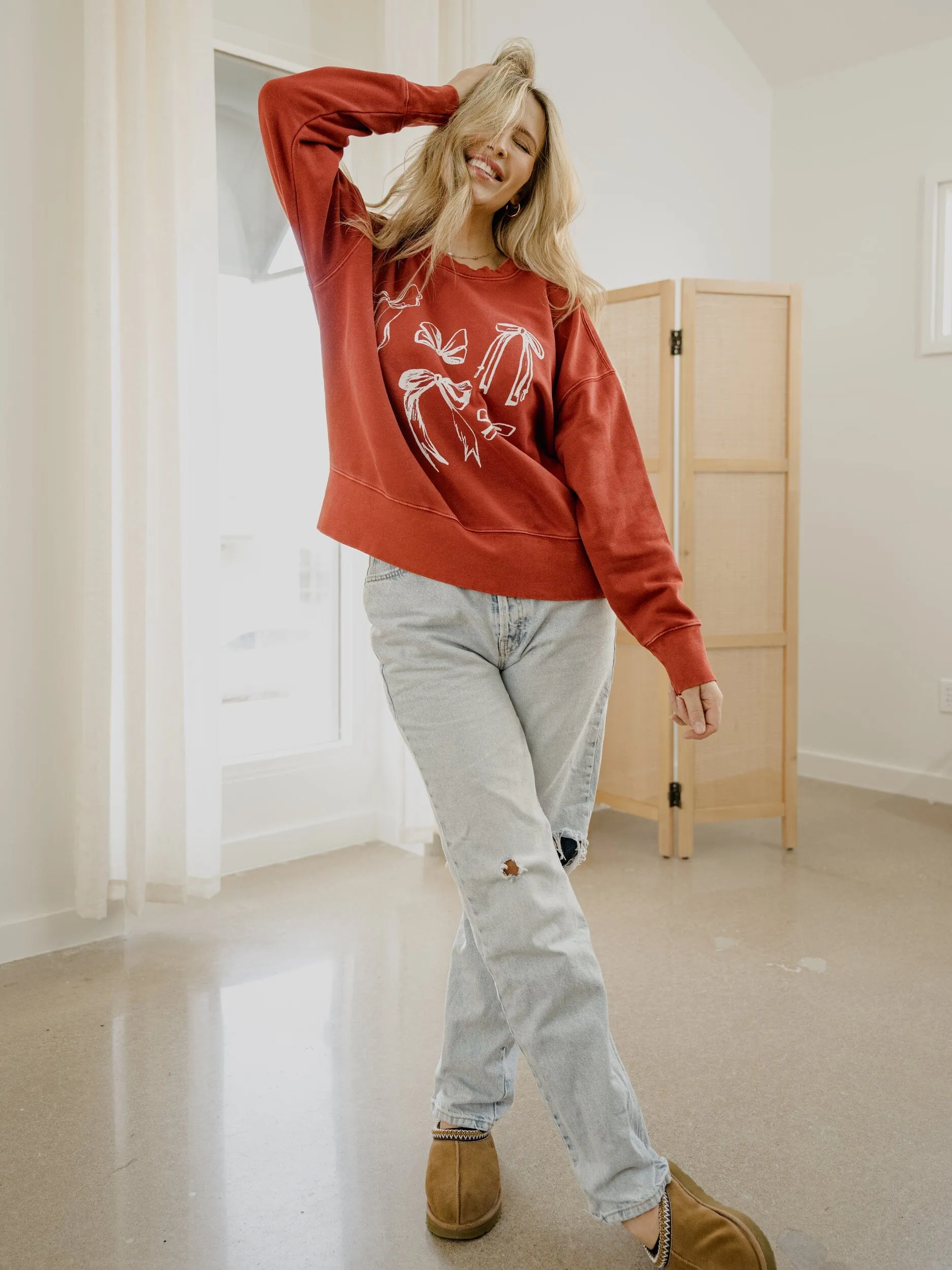 Bows Red Hi-Dive Oversized Crew Sweatshirt