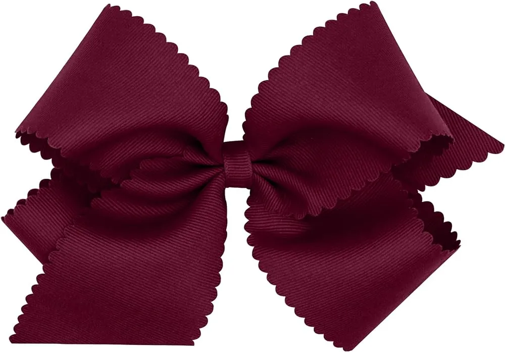 Burgundy scalloped edge grosgrain bow