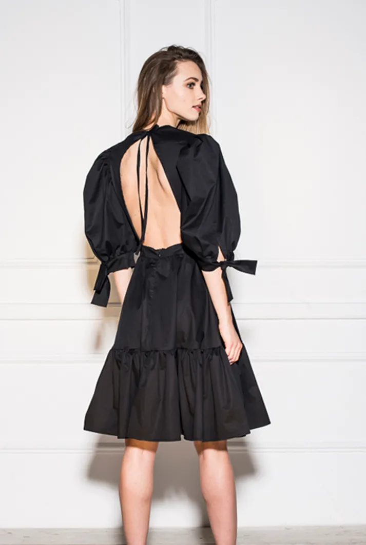 Caroline Black Cotton Dress