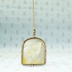 Carved Antique Mother of Pearl Pendant "Rosario"