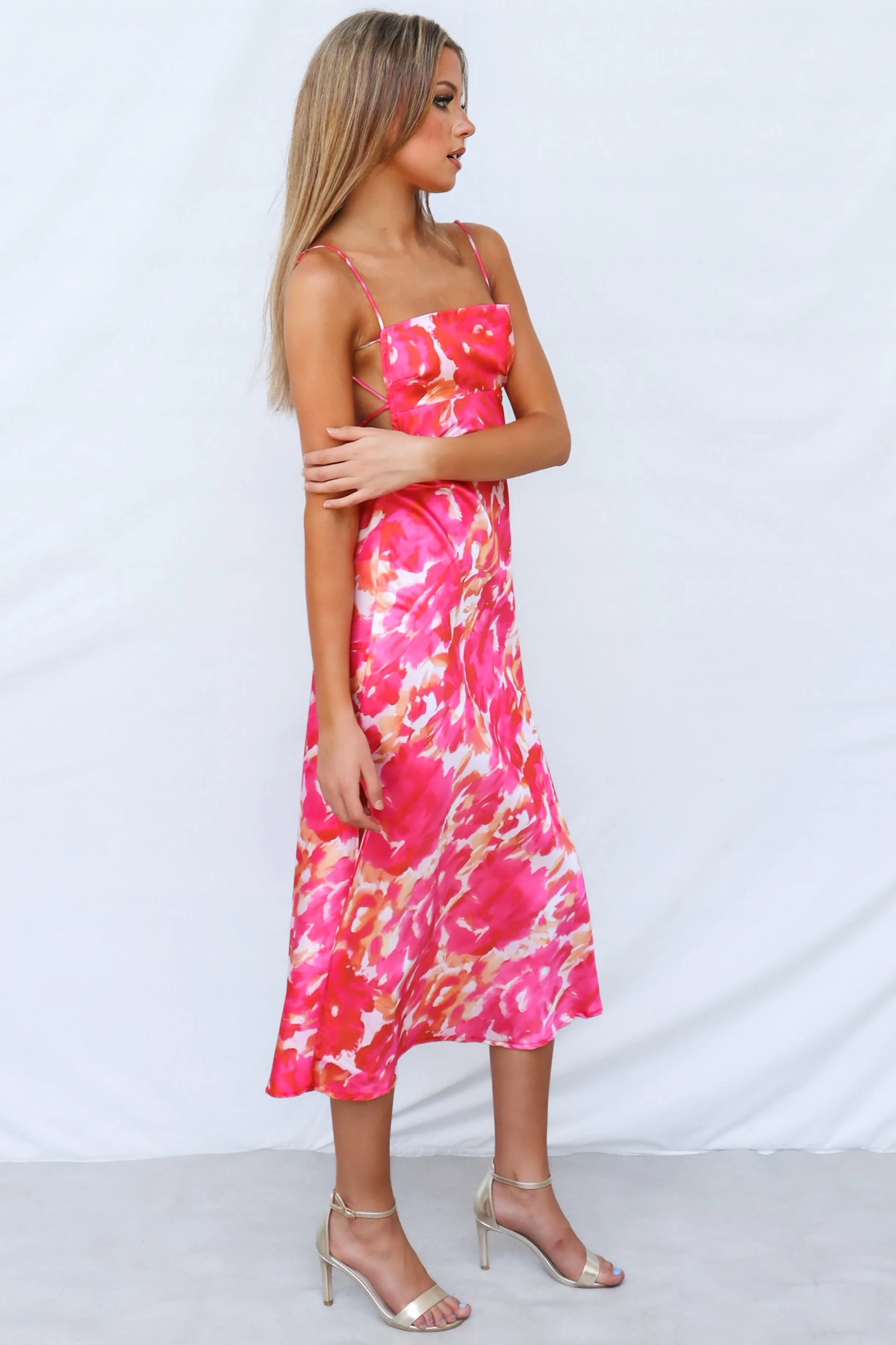 Catherine Midi Dress - Pink Multi