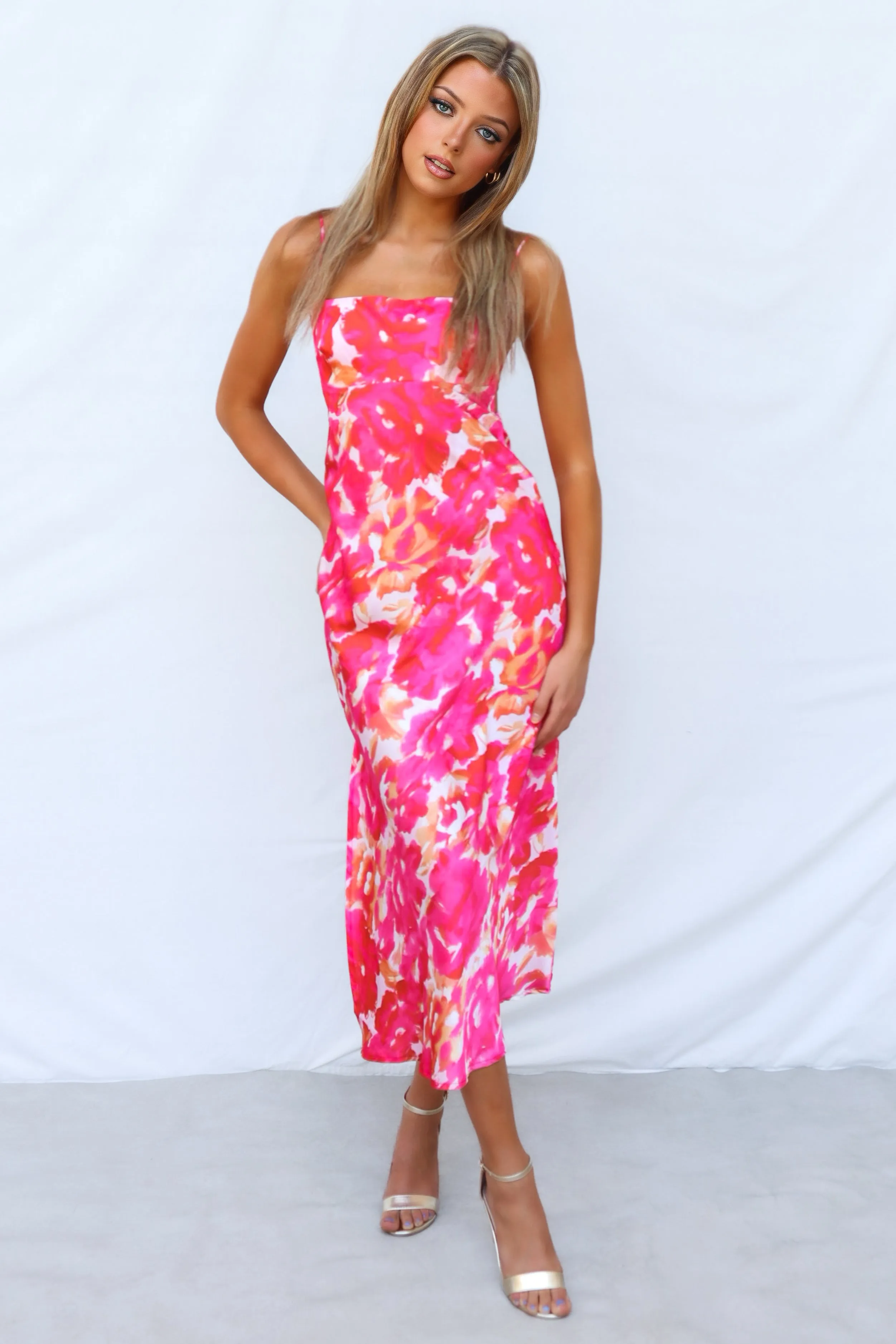 Catherine Midi Dress - Pink Multi