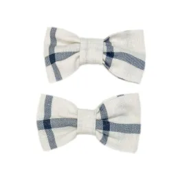 Checkered Linen Pigtail Bows