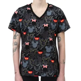 Cherokee Tooniforms Disney Scrub Top - Button and Bows