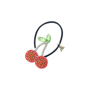 Cherry- Hair Tie Rhine Stone Red Crystal Embellished Accessory