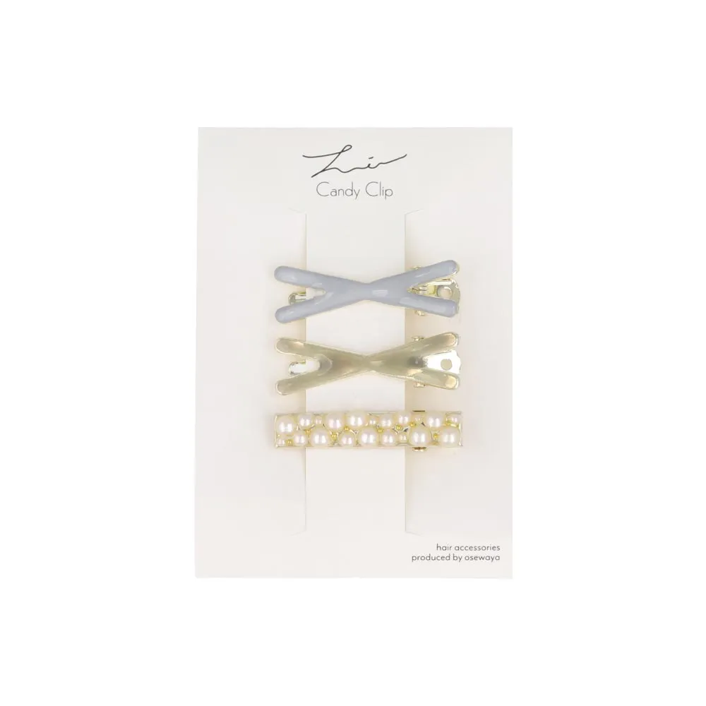 Cross and Pearl Mini Hair Clip Set