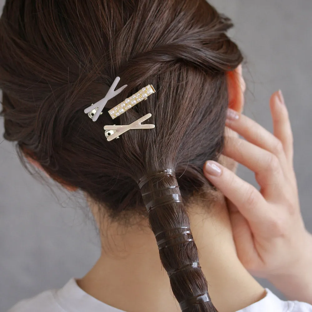 Cross and Pearl Mini Hair Clip Set