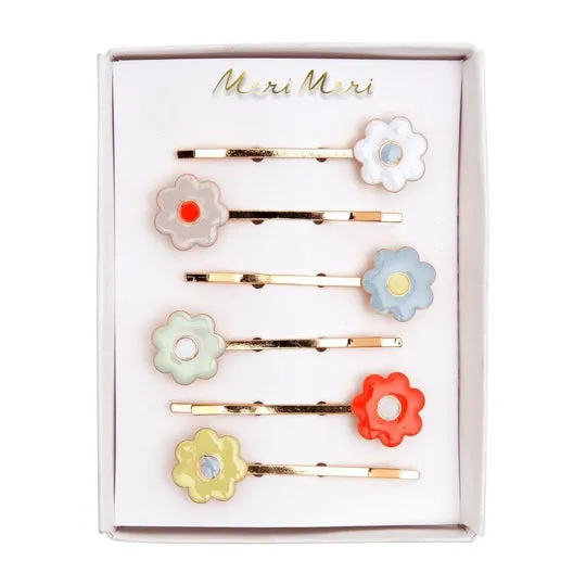 Daisy Enamel Hair Slides (set of 6)