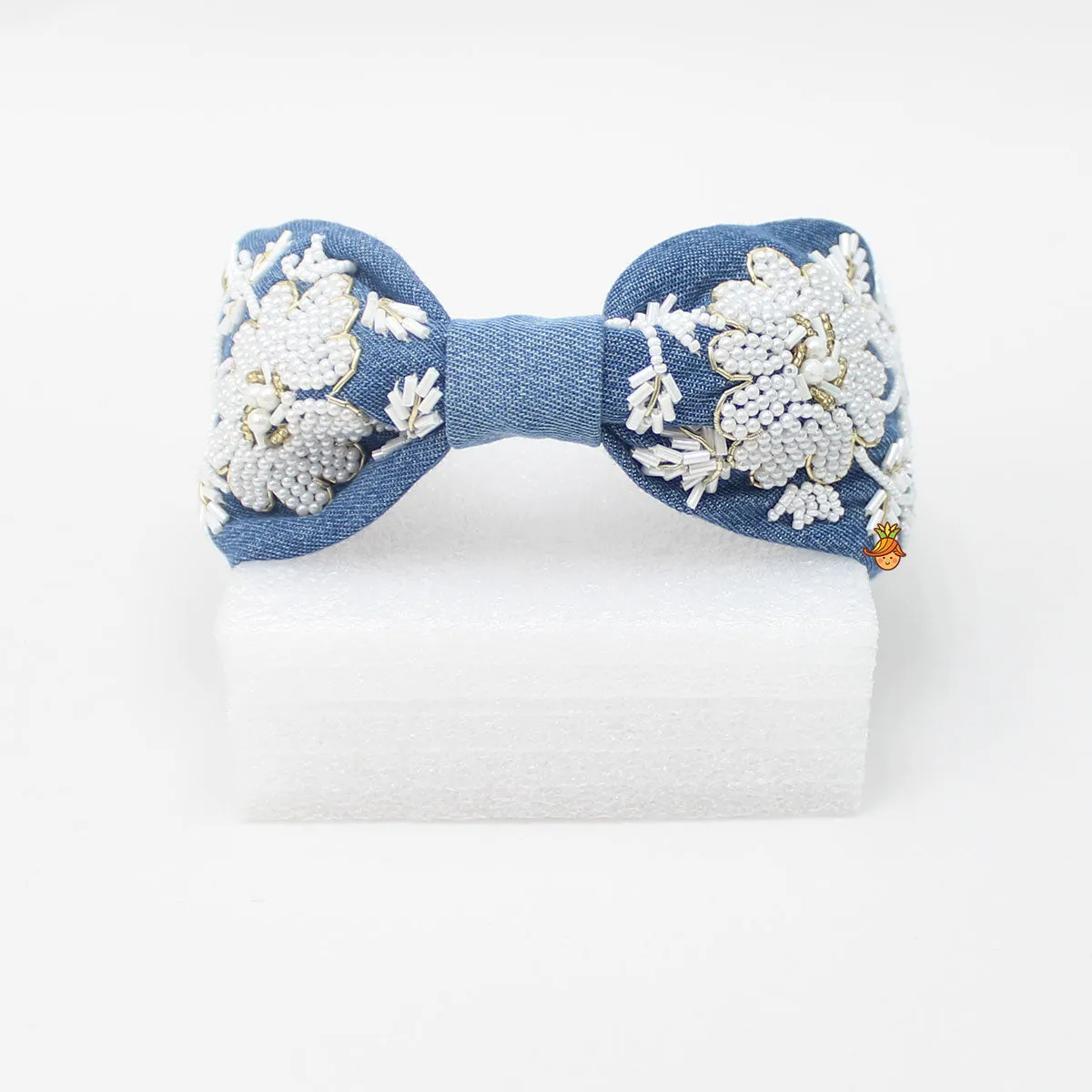 Denim Pearly Embellished Hair Band