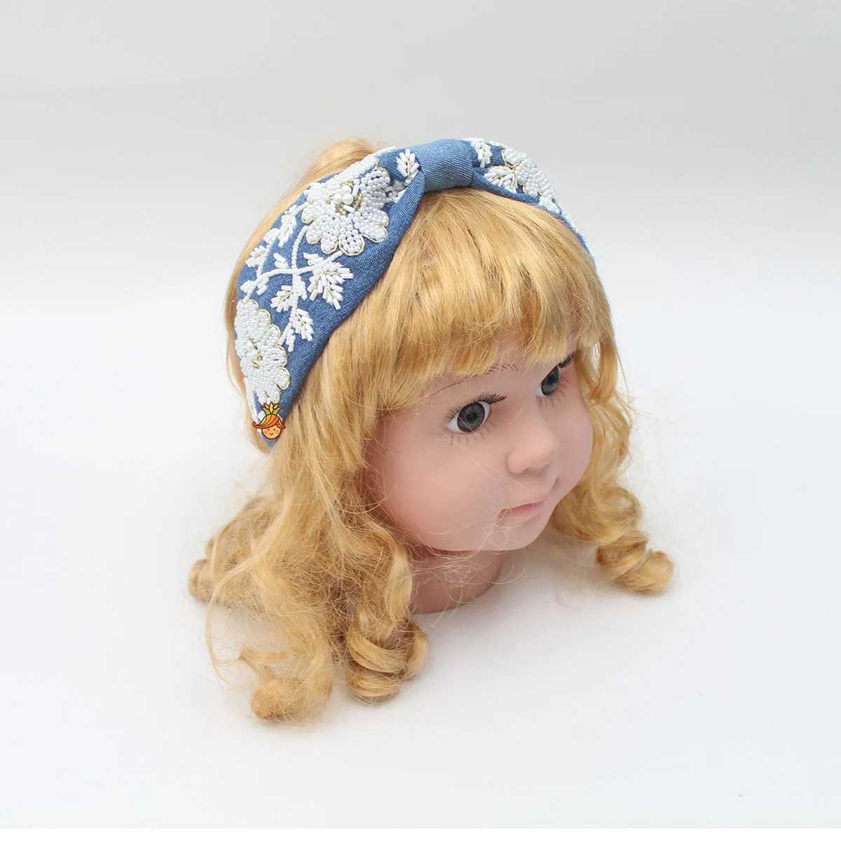 Denim Pearly Embellished Hair Band