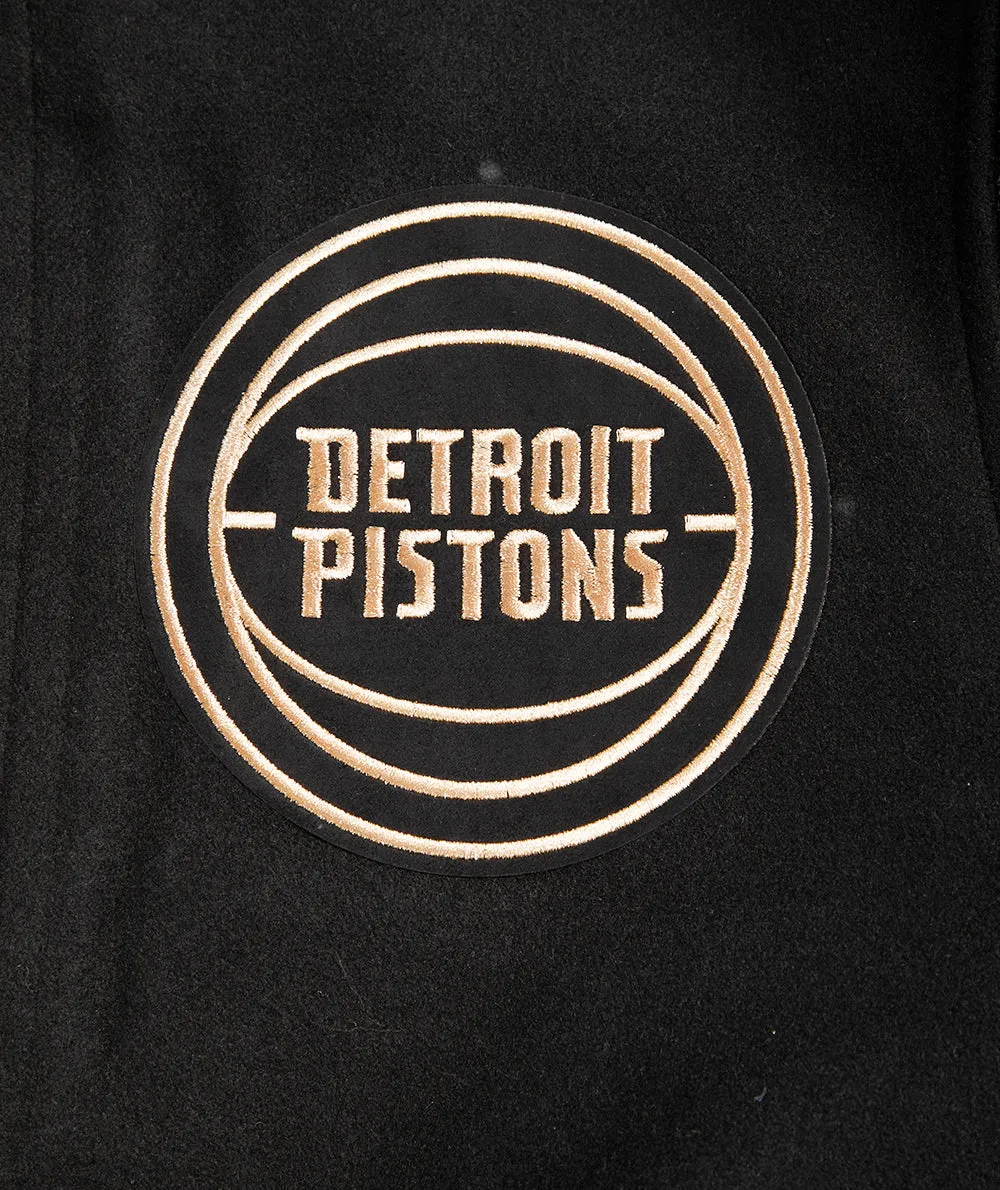 DETROIT PISTONS GOLD LOGO SATIN JACKET (BLACK)