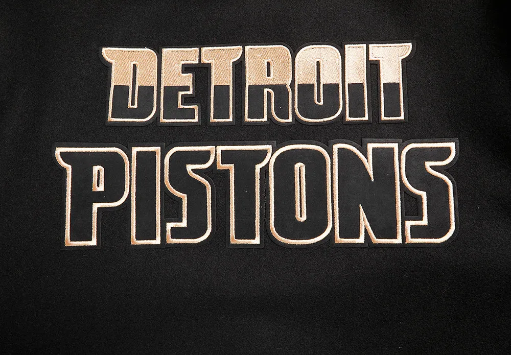 DETROIT PISTONS GOLD LOGO SATIN JACKET (BLACK)