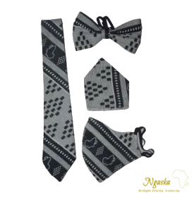 Diamond Grey Necktie & Bowtie Set NBP1