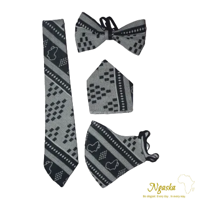 Diamond Grey Necktie & Bowtie Set NBP1