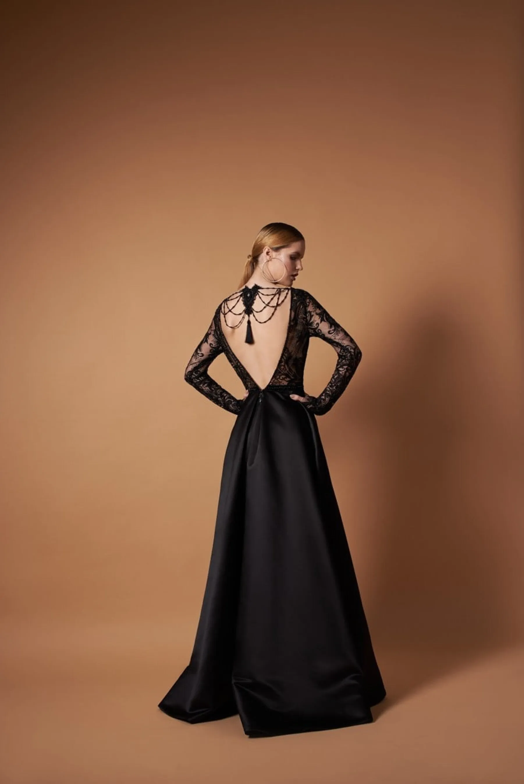 Dramatic Black Wedding Gown Evening Dress with a Slit