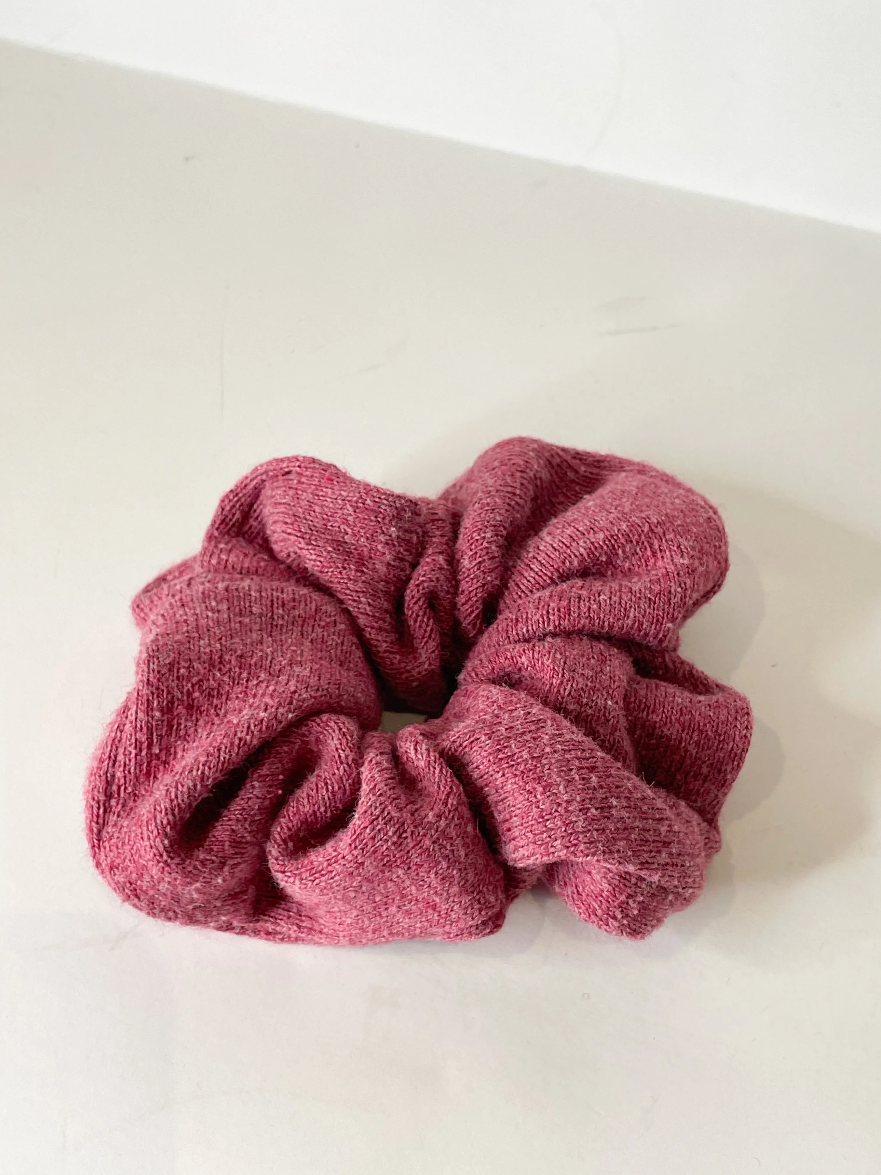 Dusty Rose Stretch Knit Upcycled Hair Scrunchie