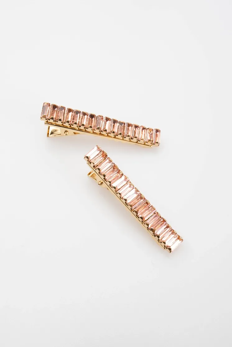 Elyse Solid Crystal Hair Clip Pair