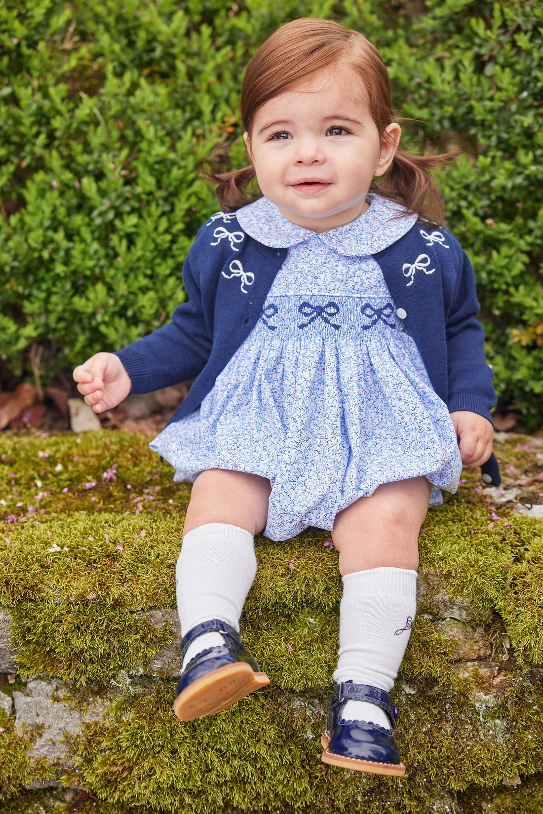 Embroidered Essential Cardigan, Navy Bows