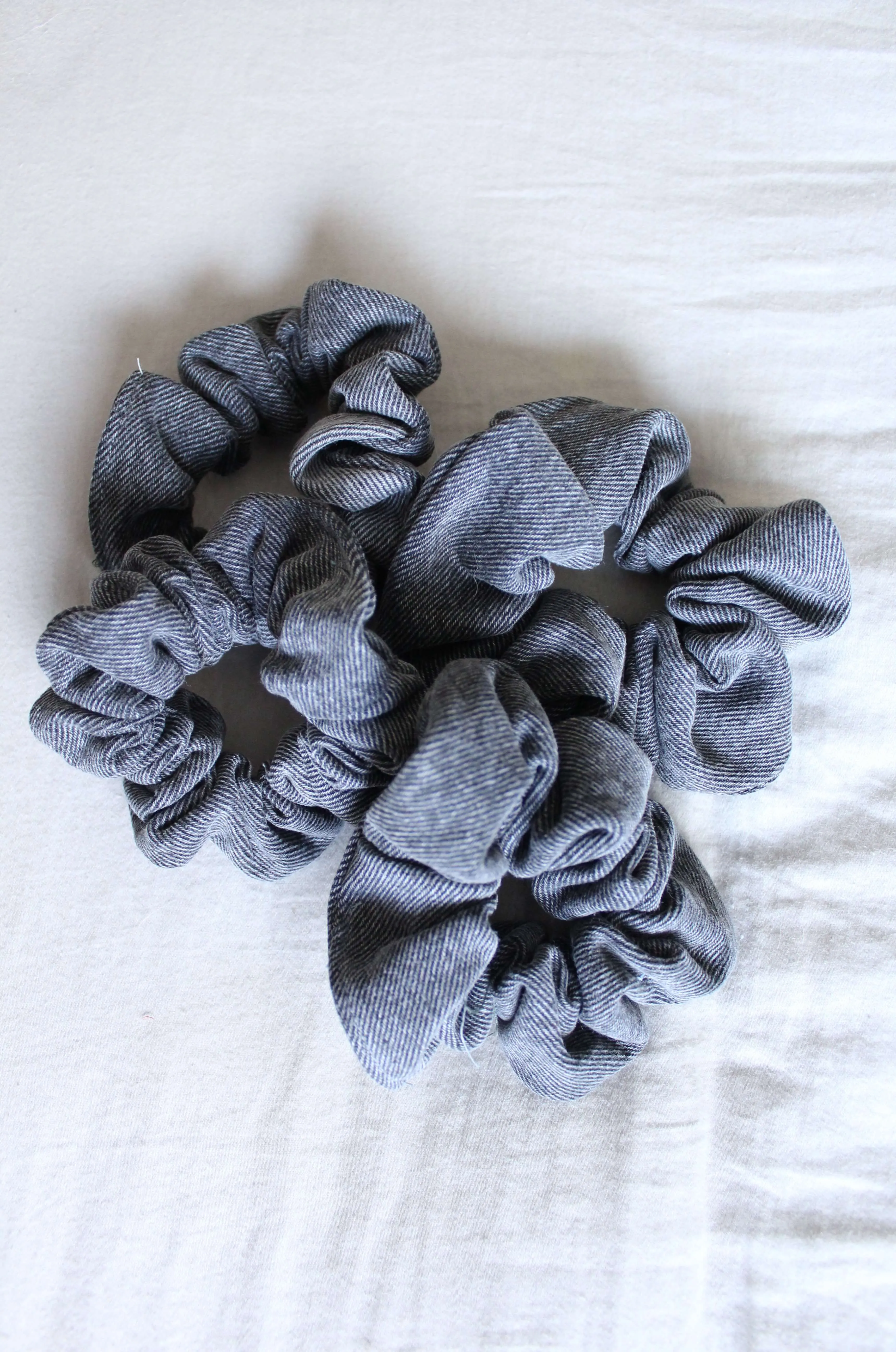 Faded Black Vintage Denim Schrunchie