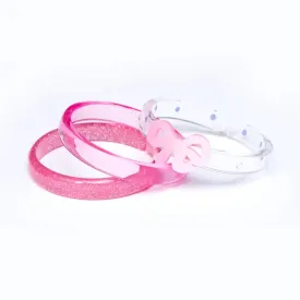 Fancy bow pink bangles set/3