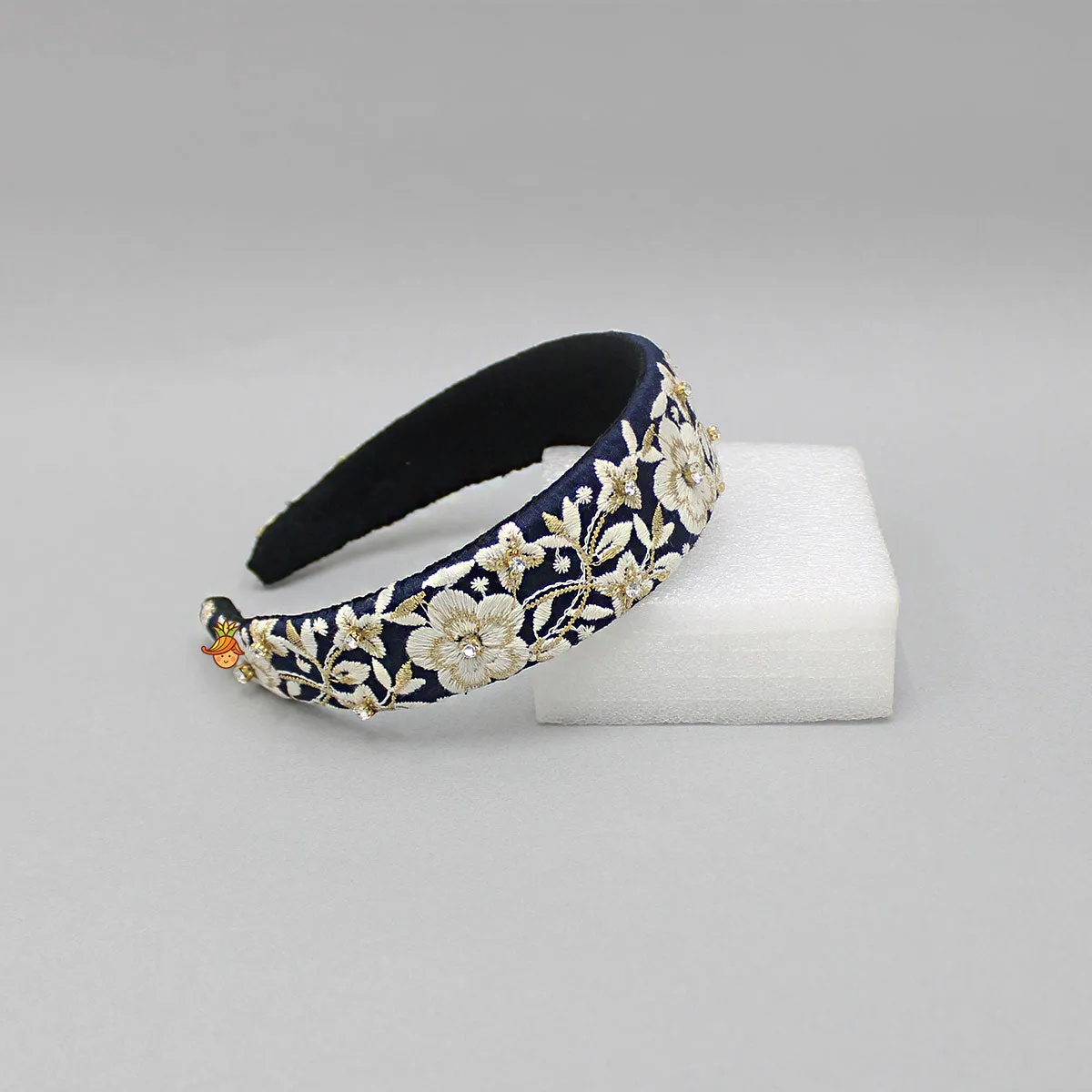 Fancy Navy Blue Zari Embroidered Hair Band