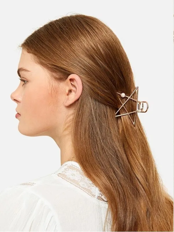 Faux Pearl Detail Star Shaped Hair Clip