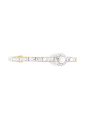 FAUX PEARL GLASS CRYSTAL LINEAR FLORAL HAIR CLIP