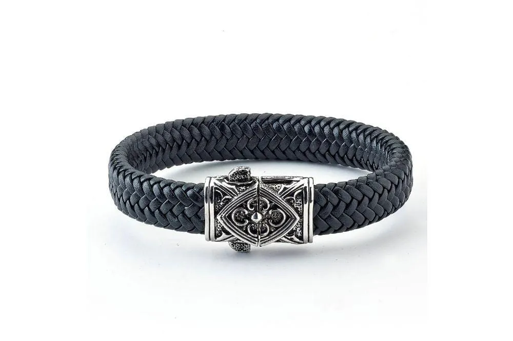 Floral Filigree Leather Bracelet