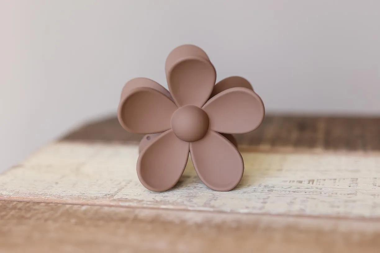 Flower Hair Claw Clip, Mocha