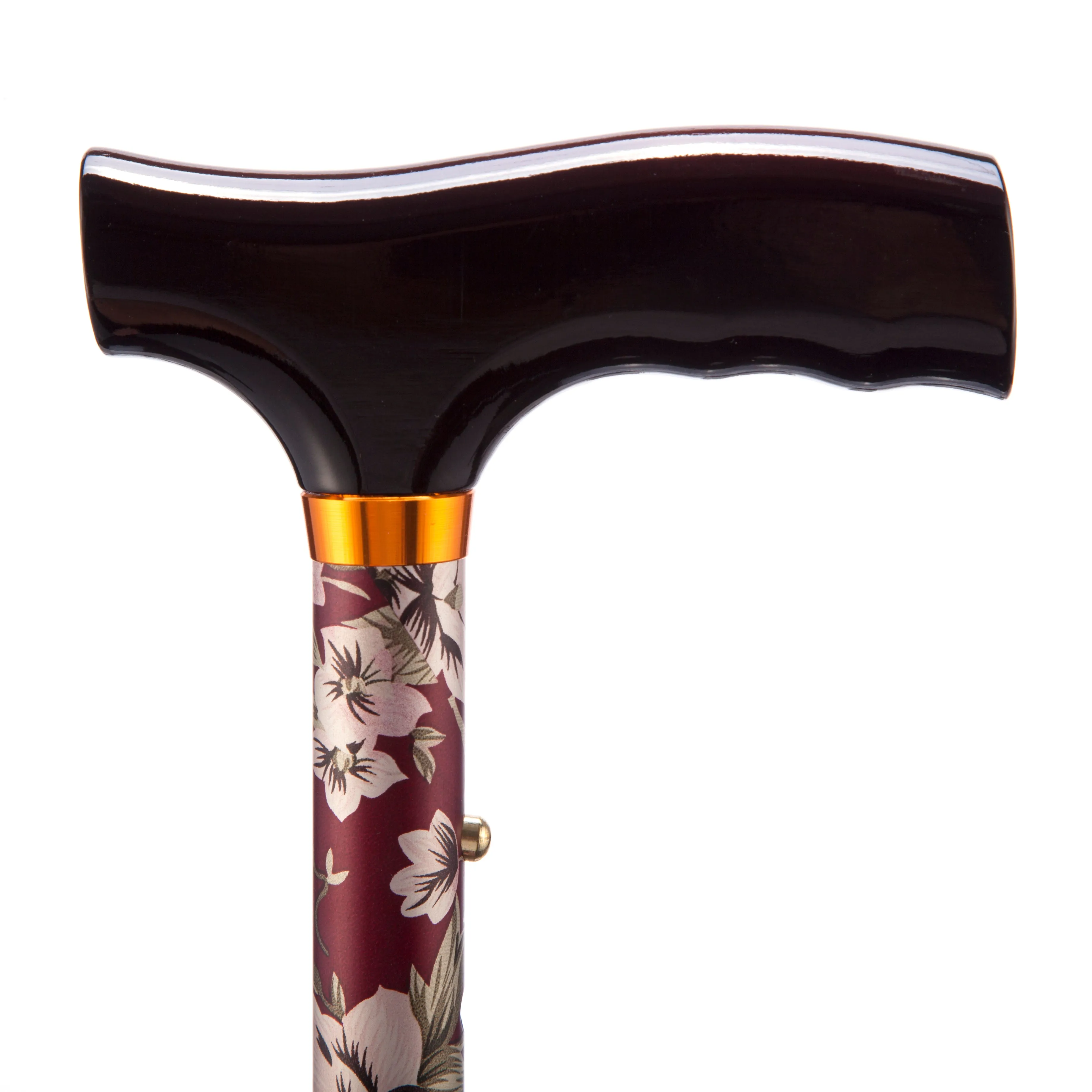 Folding Adjustable Walking Sticks - Burgundy Flower