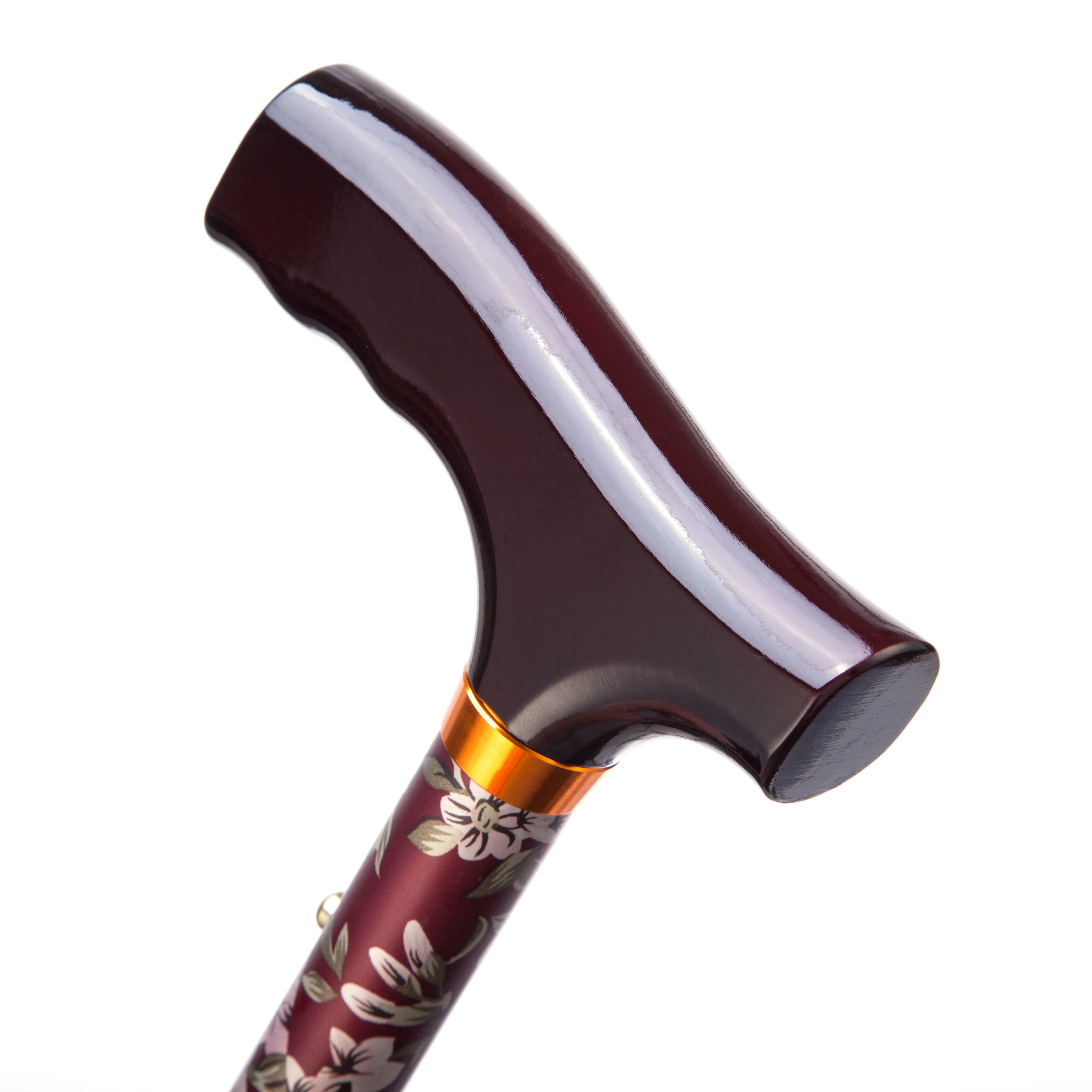 Folding Adjustable Walking Sticks - Burgundy Flower