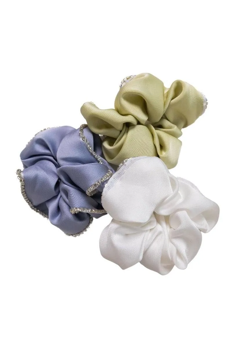 Fresh Embellished Silk Scrunchies Trio