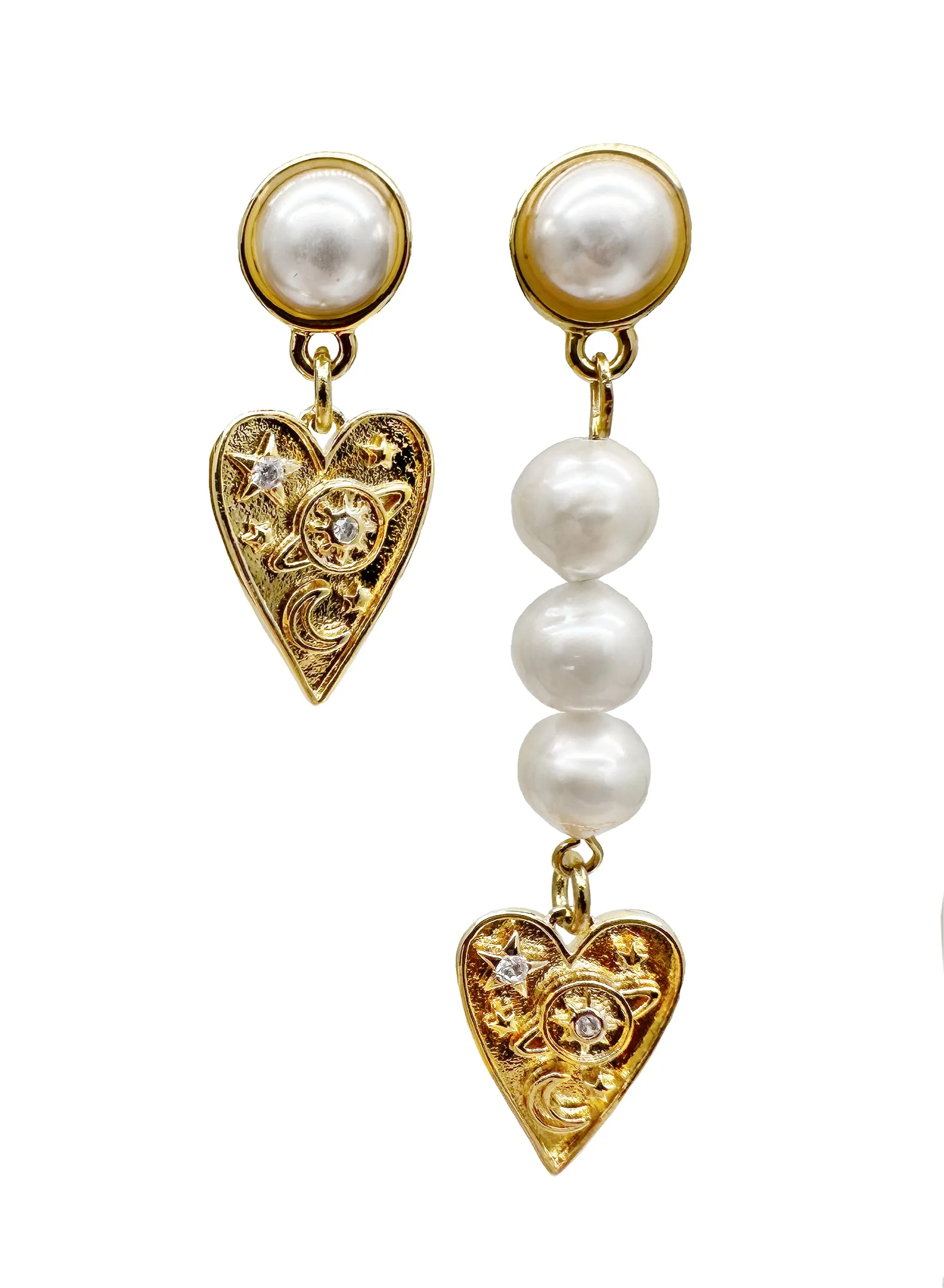 Freshwater Pearls Heart Shaped Charm Earrings KE005