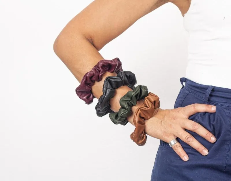 Genuine leather scrunchies - Various colors