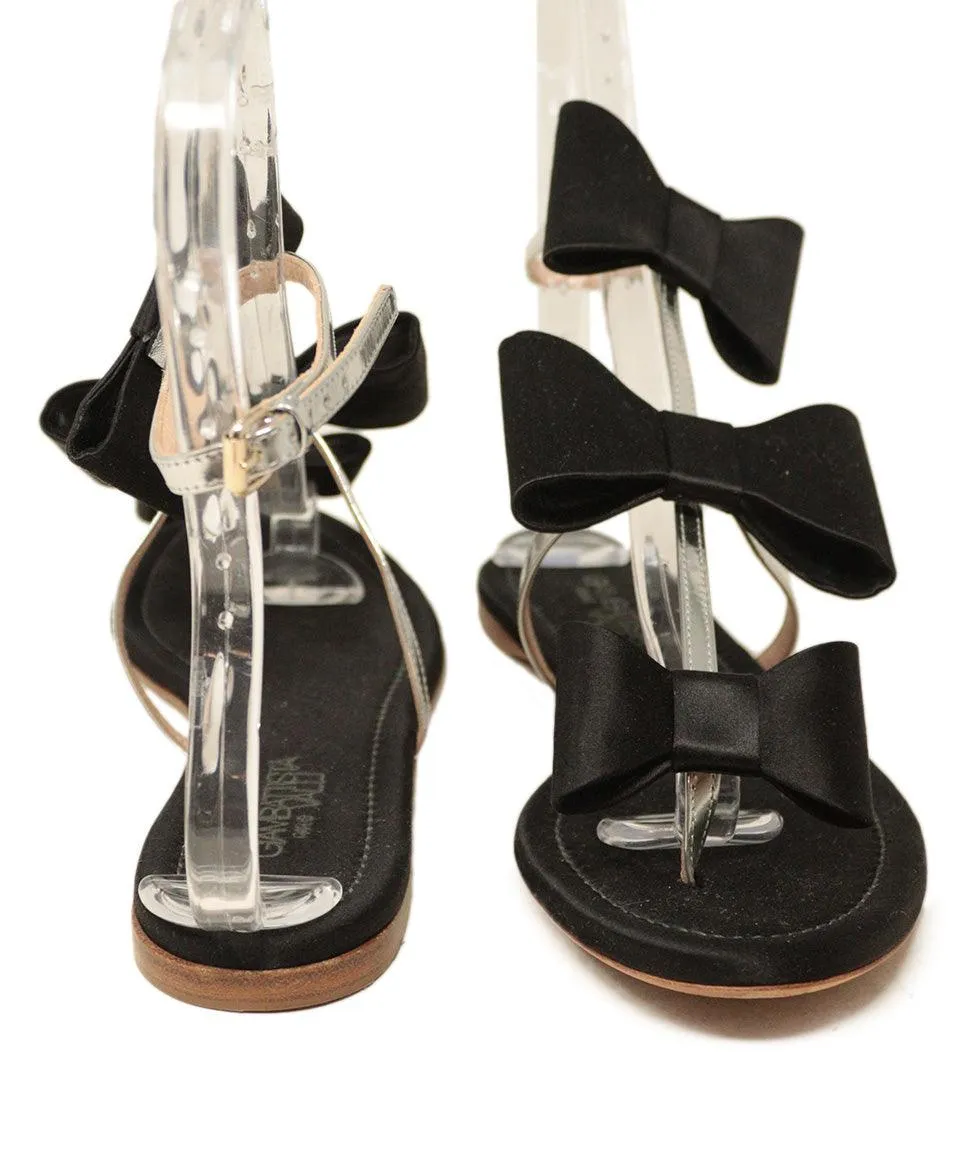 Giambattista Black Satin Bow Sandals sz 9