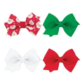 GIFT PACK! One Wee Xmas Print and Three Wee solid Grosgrain Hair Bows