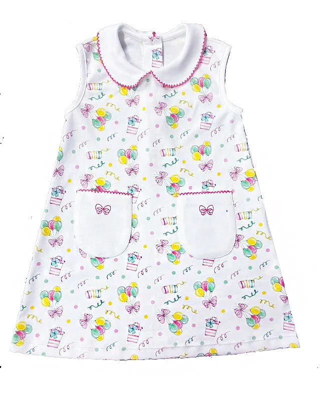 Girl's "Birthday" Pima Cotton A Line Dress