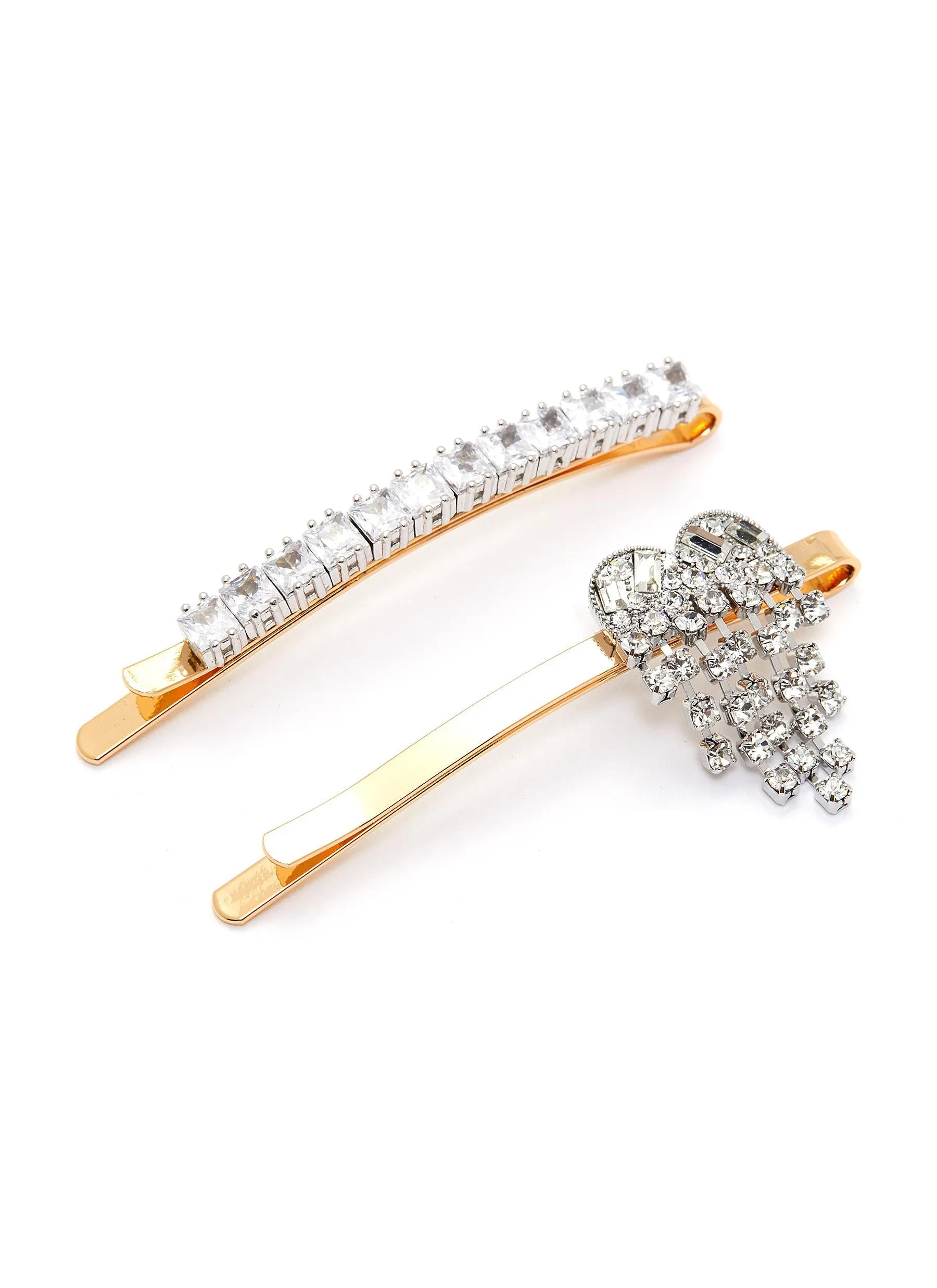 GLASS CRYSTAL HAIR CLIP SET