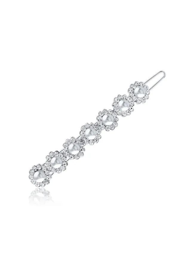 Glass Pearl and CZ Hair Pin