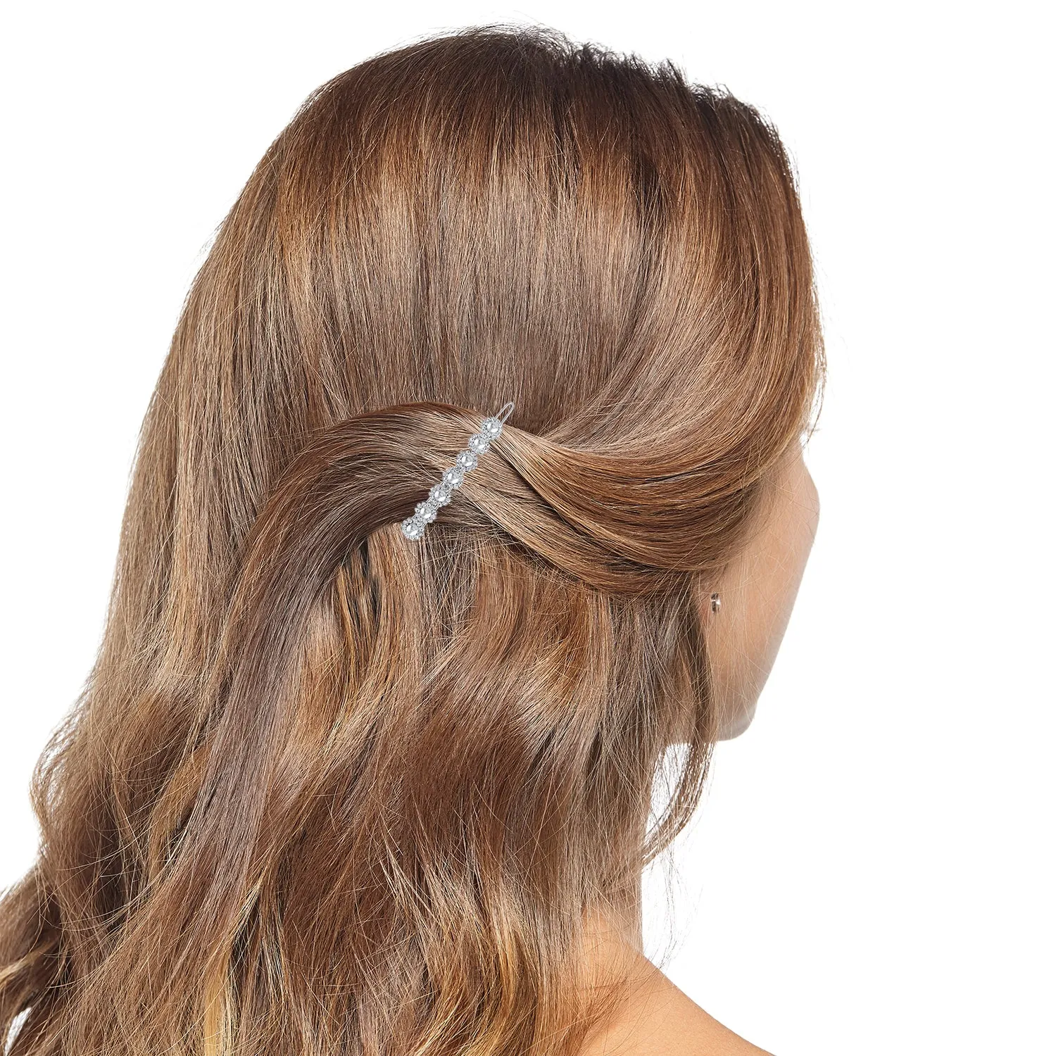 Glass Pearl and CZ Hair Pin